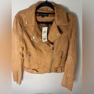 Light brown suede biker jacket